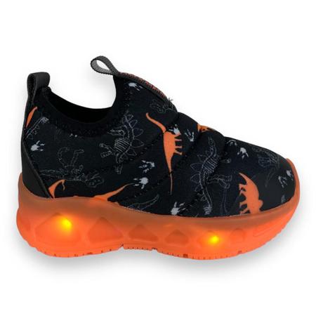 Tenis Infantil Masculino Novope Dinossauro com Luz Calce Facil