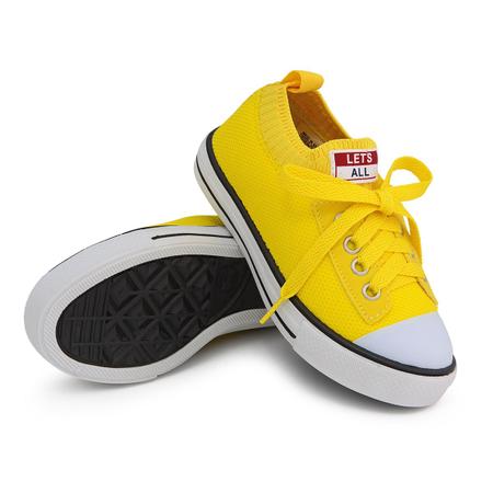 Tenis Infantil Meia escolar Lets All Feminino Masculino Amarelo