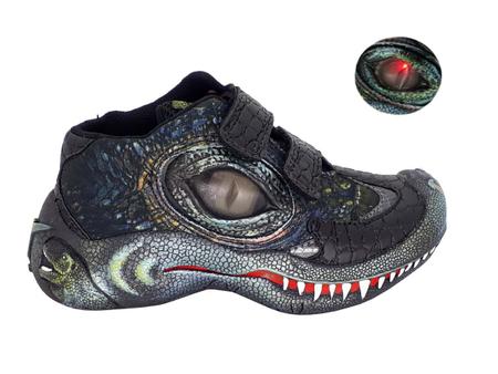 T nis Infantil Vissi World Dinossauro Menino L124 Luz de Led Preto