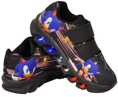 Imagem de Tênis Led Infantil Sonic Meninos Luzinha Pisca + Óculos