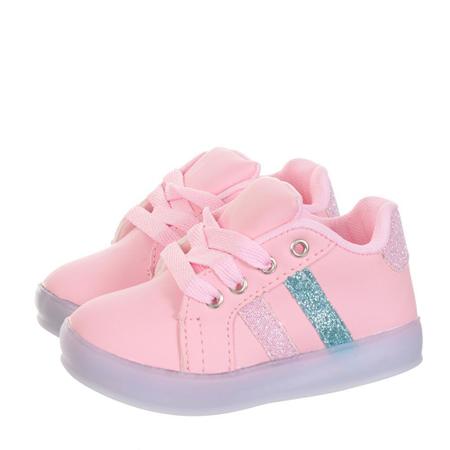 Imagem de Tenis Led Luz pisca Criança Feminino infantil Rosa Color Glitter Brilho PC032