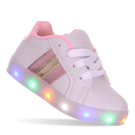 Imagem de Tenis Led Luz pisca Feminino infantil menina rosa ou branco