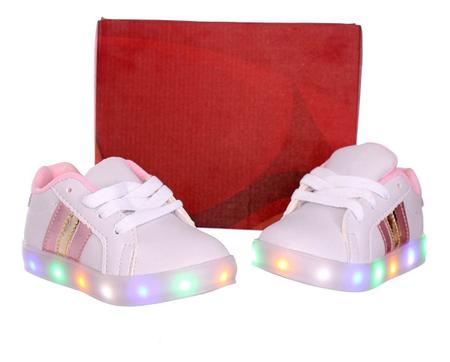 Imagem de Tenis Led Luz pisca Feminino infantil menina rosa ou branco