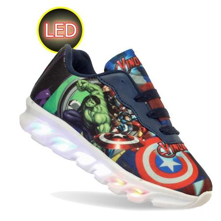 T nis LED luzinha infantil Avengers Vingadores masculino EDS
