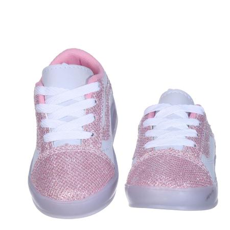 Imagem de Tenis Luminoso com Luz Pisca Branco Rosa Infantil Glitter