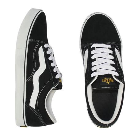 Tênis Mad Rats Old School Básico OS34LN 50000 - Preto/Branco (Camurça/Lona)  - Calçados Online Sandálias, Sapatos e Botas Femininas