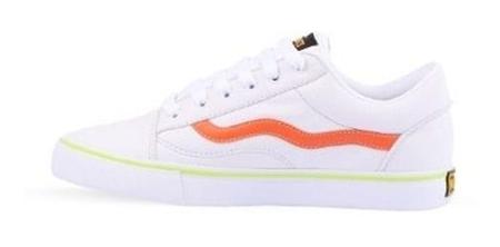 Tênis Mad Rats OldSchool PU Branco/Laranja - Tênis Feminino