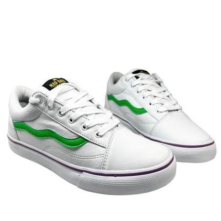 TÊNIS MAD RATS OLD SCHOOL BRANCO/VERDE COURO - QUIOS