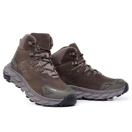 Tenis Masculino Adventure Couro Leg timo Bota Trilha Coturno Verde