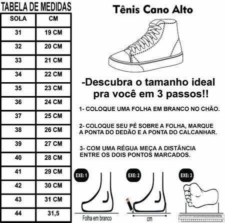 Tenis cano alto colorido masculino sales
