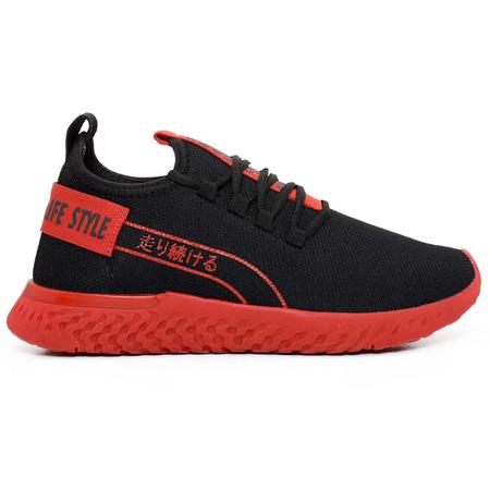 Tenis Masculino Esportivo Wayke Original Confortável Lançamento Preto Vermelho Imagem de Tenis Masculino Esportivo Wayke Original Confortável Lançamento Preto Vermelho