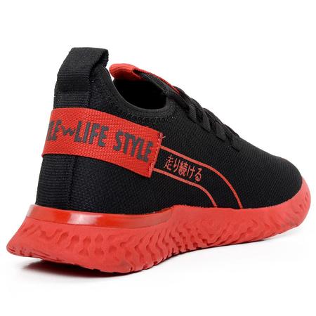Tenis Masculino Esportivo Wayke Original Confortável Lançamento Preto Vermelho Imagem de Tenis Masculino Esportivo Wayke Original Confortável Lançamento Preto Vermelho