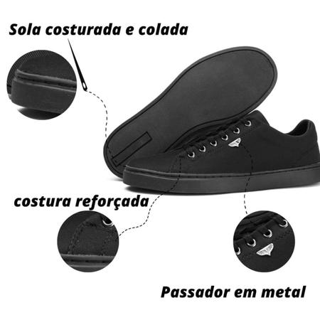 Imagem de Tenis Masculino Preto Casual Leve e Confortável - 37 ao 44