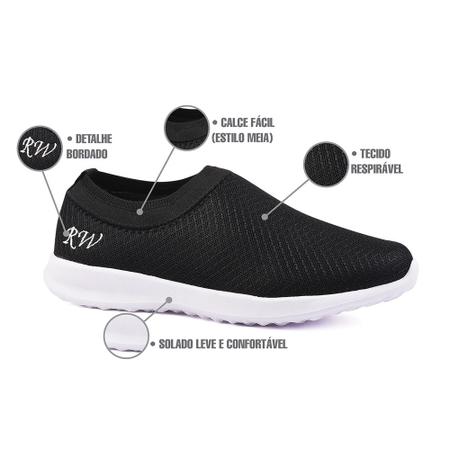 Imagem de Tênis Meia Sem Cadarço Leve Macio Slip On Runway Feminino