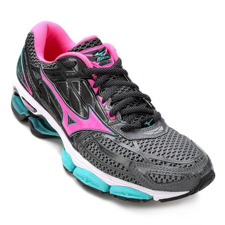T nis Mizuno Wave Creation 19 Feminino Grafite e Pink T nis