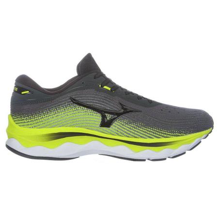 Tenis Mizuno Wave Sky 5 Cinza Escuro e Verde Masculino T nis de