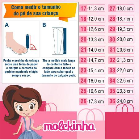 Tênis Molekinha Feminina Infantil Confortável 2545