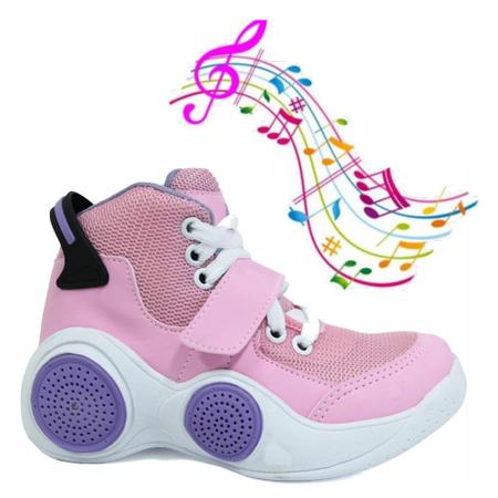 Tenis Musical Infantil Botinho Toca Musica Por Bluetooth Rosa