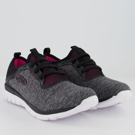 T nis Olympikus Kiss Feminino Cinza e Rosa T nis Esportivo