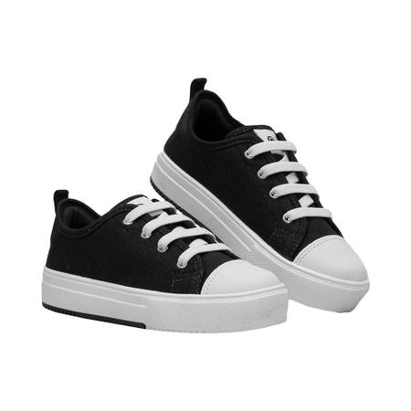 Tênis Preto e Branco Kids Fechamento Cadarço Flatform Ortopé - ORTOPE Imagem de Tênis Preto e Branco Kids Fechamento Cadarço Flatform Ortopé