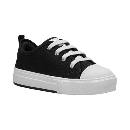 Tênis Preto e Branco Kids Fechamento Cadarço Flatform Ortopé - ORTOPE Imagem de Tênis Preto e Branco Kids Fechamento Cadarço Flatform Ortopé