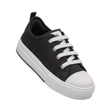 Tênis Preto e Branco Kids Fechamento Cadarço Flatform Ortopé - ORTOPE Imagem de Tênis Preto e Branco Kids Fechamento Cadarço Flatform Ortopé