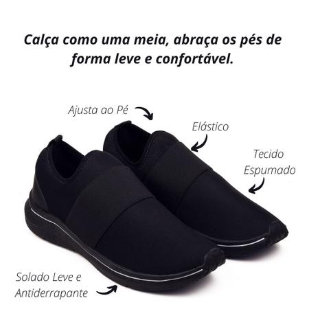 Tênis Preto Infantil Meia Confort Calce Fácil Leve Modar e Sliper On sem Cadarço - Lig Shoes Imagem de Tênis Preto Infantil Meia Confort Calce Fácil Leve Modar e Sliper On sem Cadarço