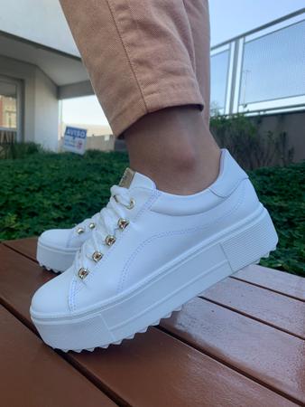 T nis Quiz Feminino Casual Branco Ouro Light 63180223 T nis
