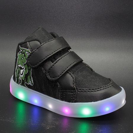 Tenis Luz Led Dinossauro T Rex Calce Fácil Infantil Menino