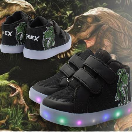 Tenis Luz Led Dinossauro T Rex Calce Fácil Infantil Menino