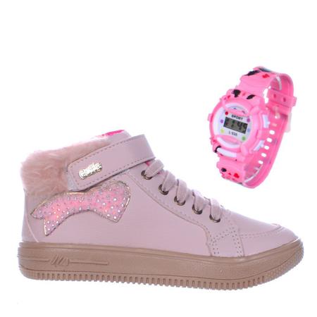 Tenis Sapato Sneaker Pelinho Infantil Feminina Vem Com Relogio de