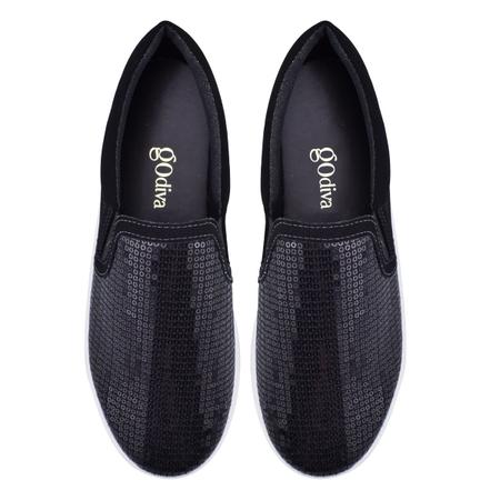 Tenis Slip On Lantejoula Preto Godiva Nobuck Preto - 006500 Imagem de Tenis Slip On Lantejoula Preto Godiva Nobuck Preto