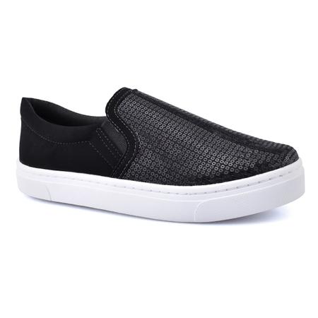 Tenis Slip On Lantejoula Preto Godiva Nobuck Preto - 006500 Imagem de Tenis Slip On Lantejoula Preto Godiva Nobuck Preto