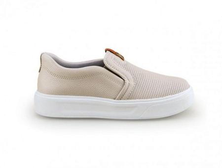 Imagem de Tênis Slip On Pegada Em Couro Feminino Cor Linho