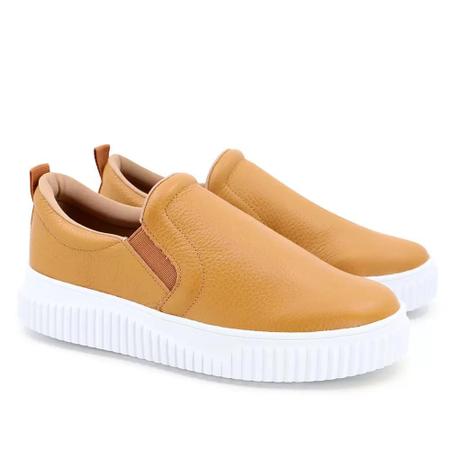 Imagem de Tênis slip on salto médio feminino usaflex couro relax catalano