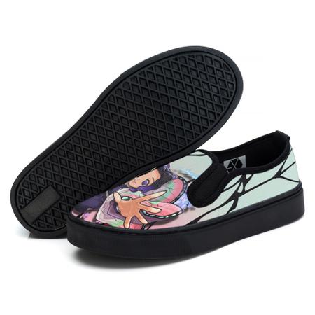 Tenis Slip On Sapatinho Desenho Anime Demon Slayer Magazine Urbano - Preto