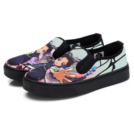 Tenis Slip On Sapatinho Desenho Anime Demon Slayer Magazine Urbano - Preto