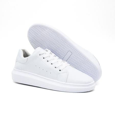 Imagem de Tenis Sneaker Casual Masculino Sola4cm Couro Eco All White