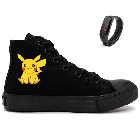 Tênis Tipo AllStar Branco e Preto Pikachu Pokémon - Índigo Trend