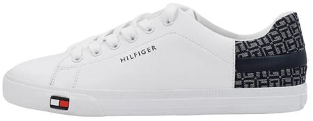 Imagem de Tênis Tommy Hilfiger LADDIN feminino branco com monograma 8,5 EUA