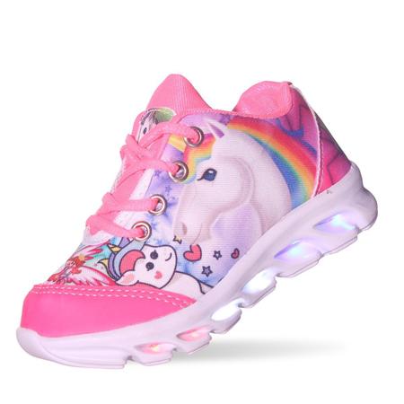 Tenis unicornio de led luz pink infantil feminino PC T nis