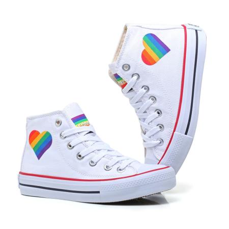 Imagem de  Tenis Unissex Lgbt Orgulho All Kit 2 Pares Cano Alto Star Botinha Lançamento 124HI