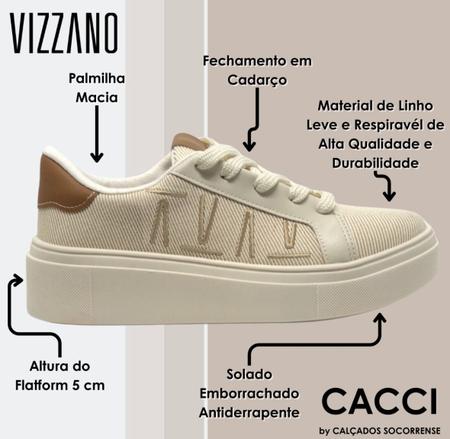 Tênis Vizzano Feminino Casual Tecido Tramado Belgica Pelica Imagem de Tênis Vizzano Feminino Casual Tecido Tramado Belgica Pelica