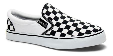 Tênis Mad Rats Sem Cadarço Slip On Preto Branco