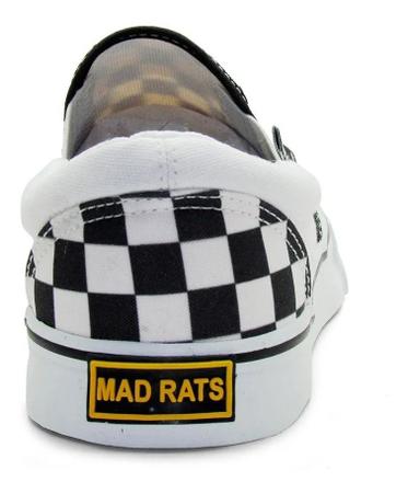 Tênis Mad Rats Slip On Sem Cardaço Preto Branco Original Nfe