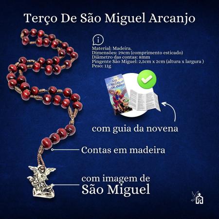Imagem de Terço De São Miguel Arcanjo Em Madeira Terço Do Combate Com Guia Da Novena Guia Do Terço
