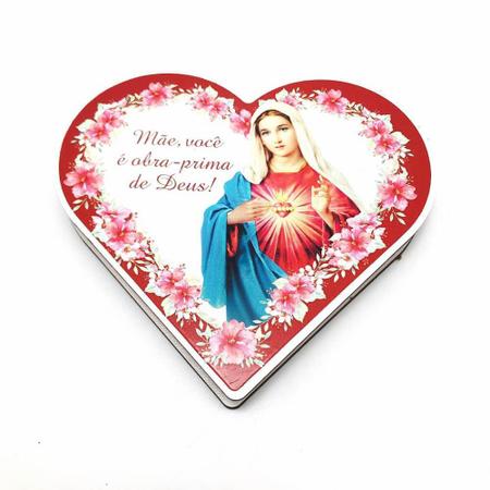 Imagem de Terço Sagrado Coração De Maria Cristal Vermelho Caixinha Coração