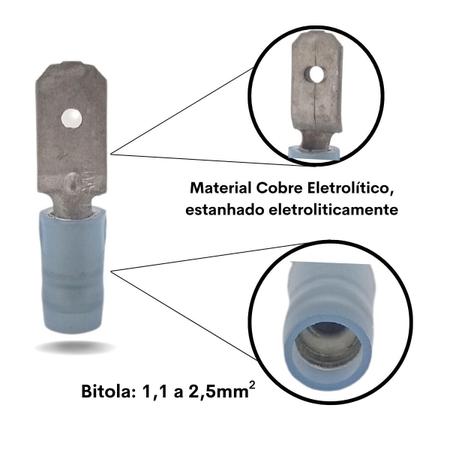 Imagem de Terminal Faston lingueta com isolante. Azul.1,1 á 2,5mm.Comprimento. 23,70mm MA1614-1