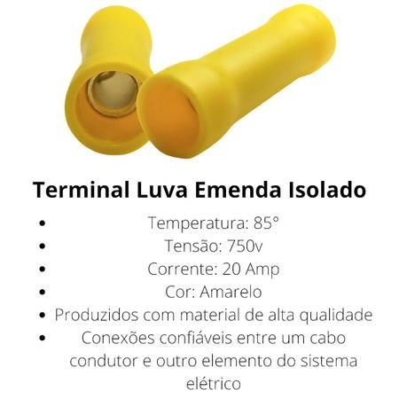 Imagem de Terminal luva emenda isolado 4,0 a 6,0mm² amarela 10 unid