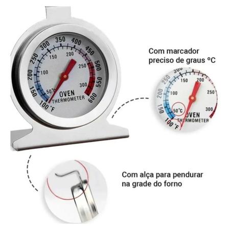Imagem de Termômetro Analógico Forno 300 Alta Qualidade Inox Com Base